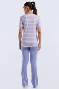 ESSENTIAL STRIPE TEE - Pastel Lilac Stripes thumbnail 7