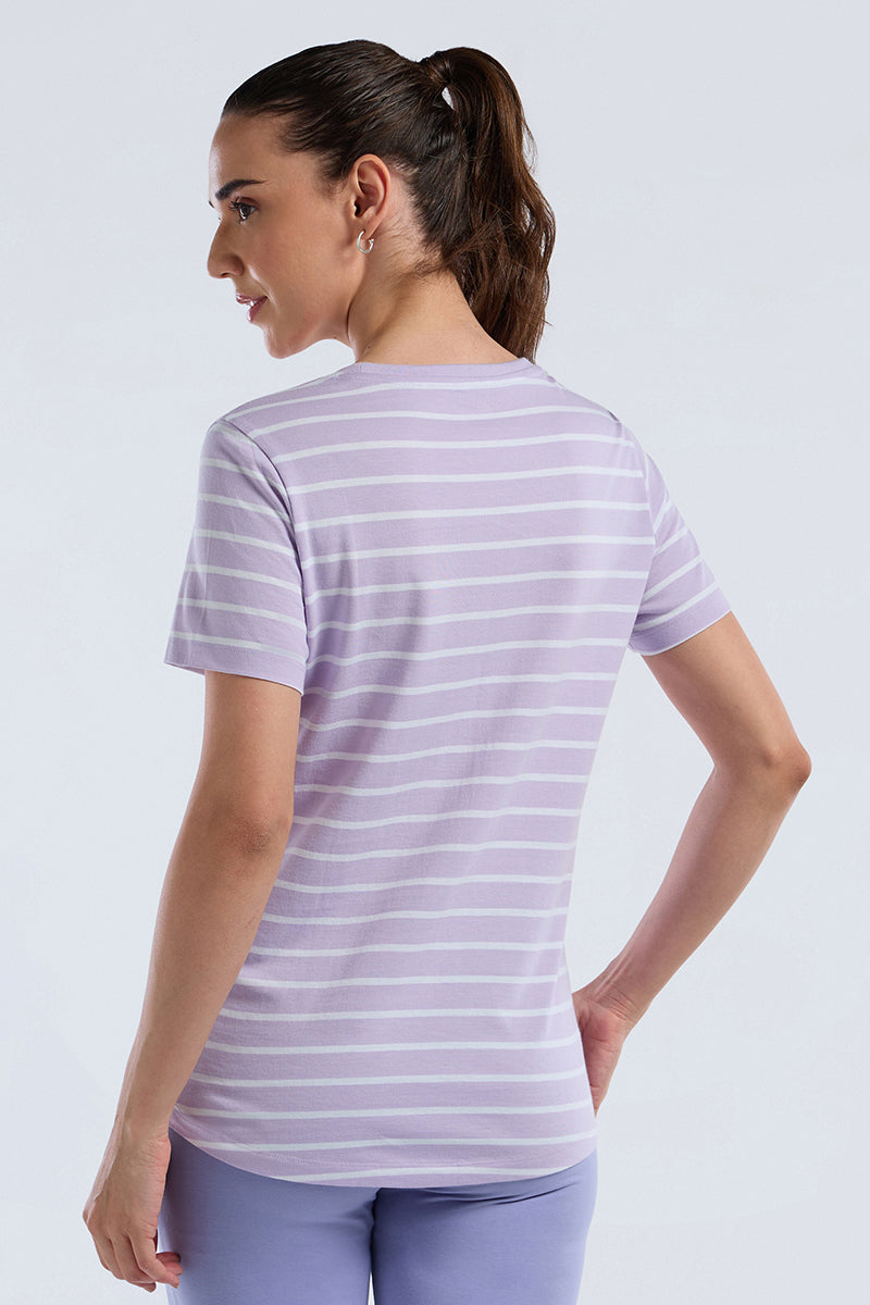 ESSENTIAL STRIPE TEE - Pastel Lilac Stripes