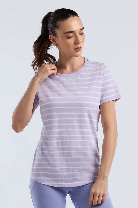 ESSENTIAL STRIPE TEE - Pastel Lilac Stripes