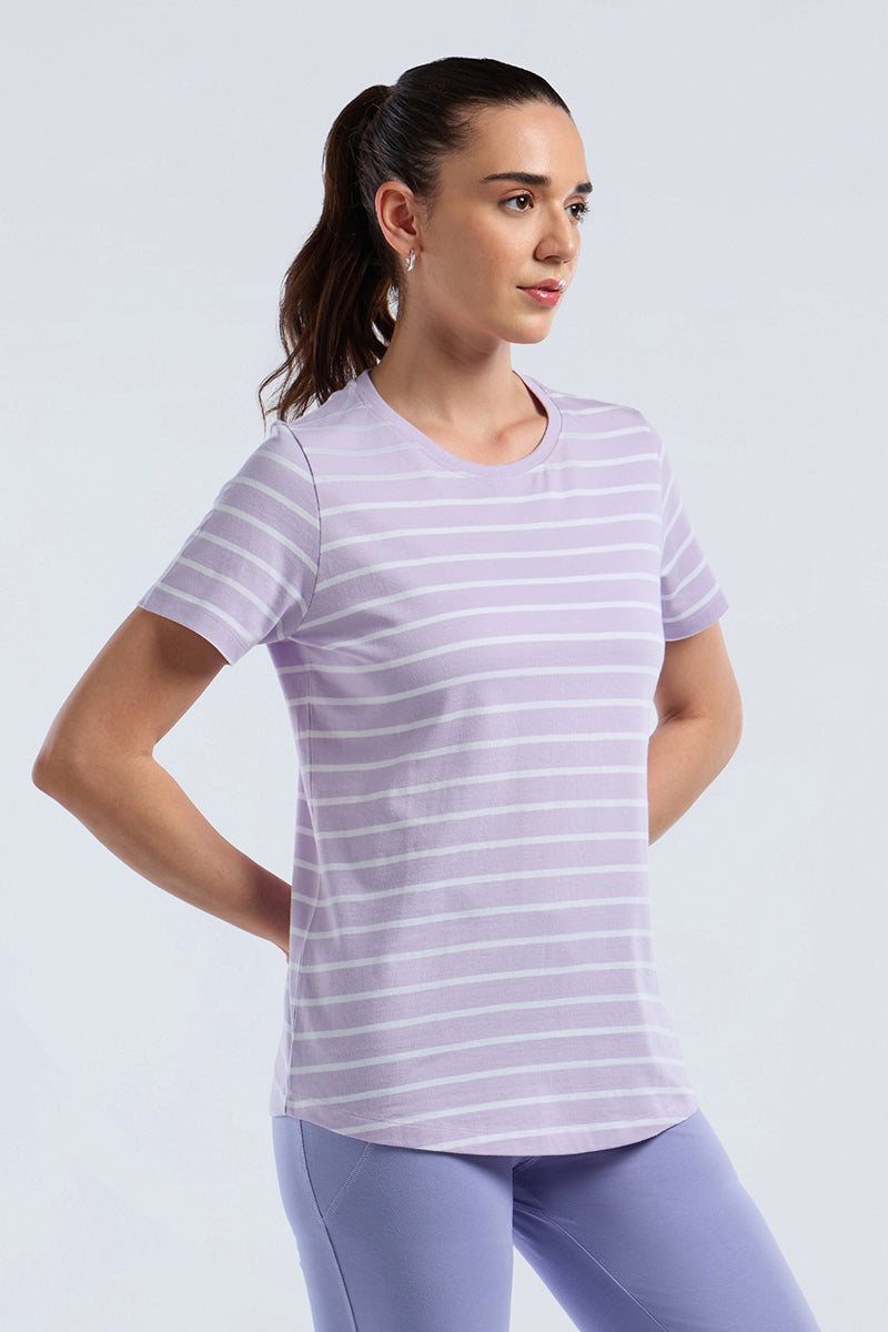 ESSENTIAL STRIPE TEE - Pastel Lilac Stripes - Image 4 of 7