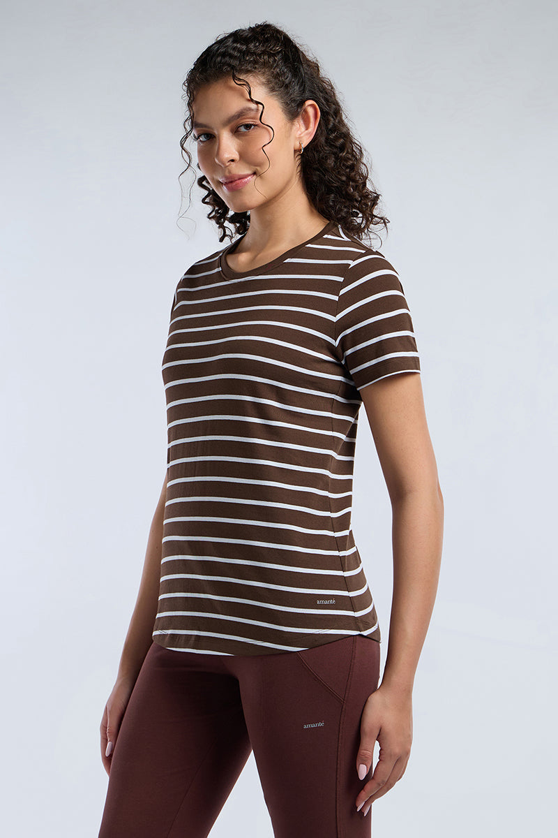 ESSENTIAL STRIPE TEE - Shaved Chocoloate Stripes - Image 4 of 7