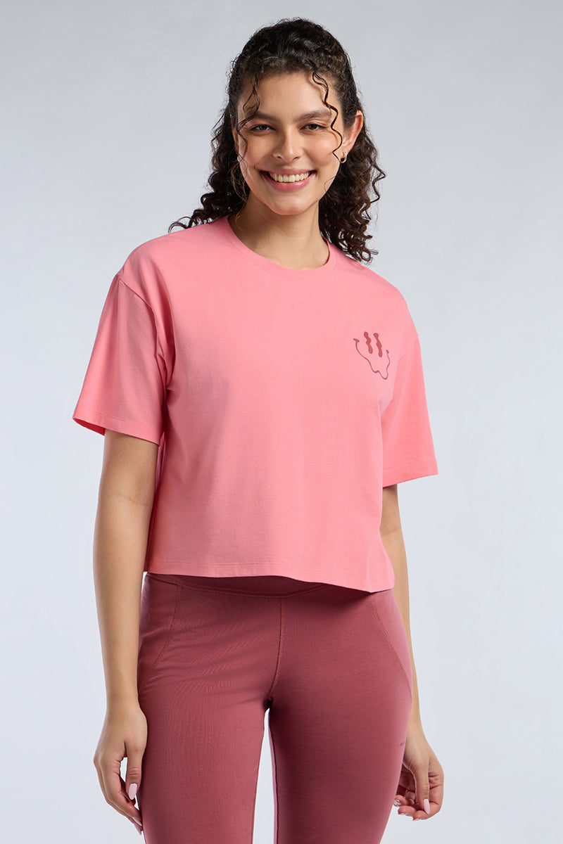 ELEMENTS CHIC CROP TEE - Flamingo Base