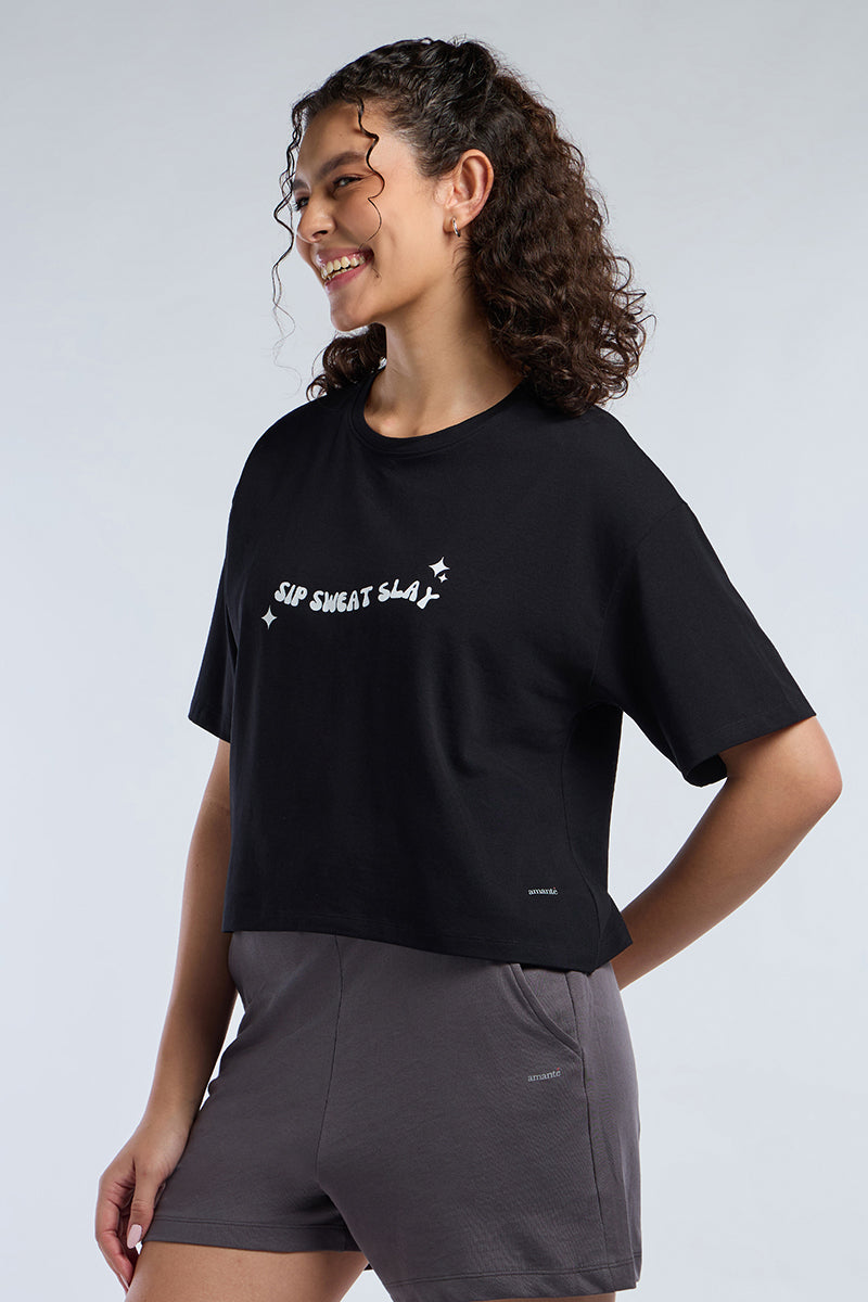 ELEMENTS CHIC CROP TEE - Black Base
