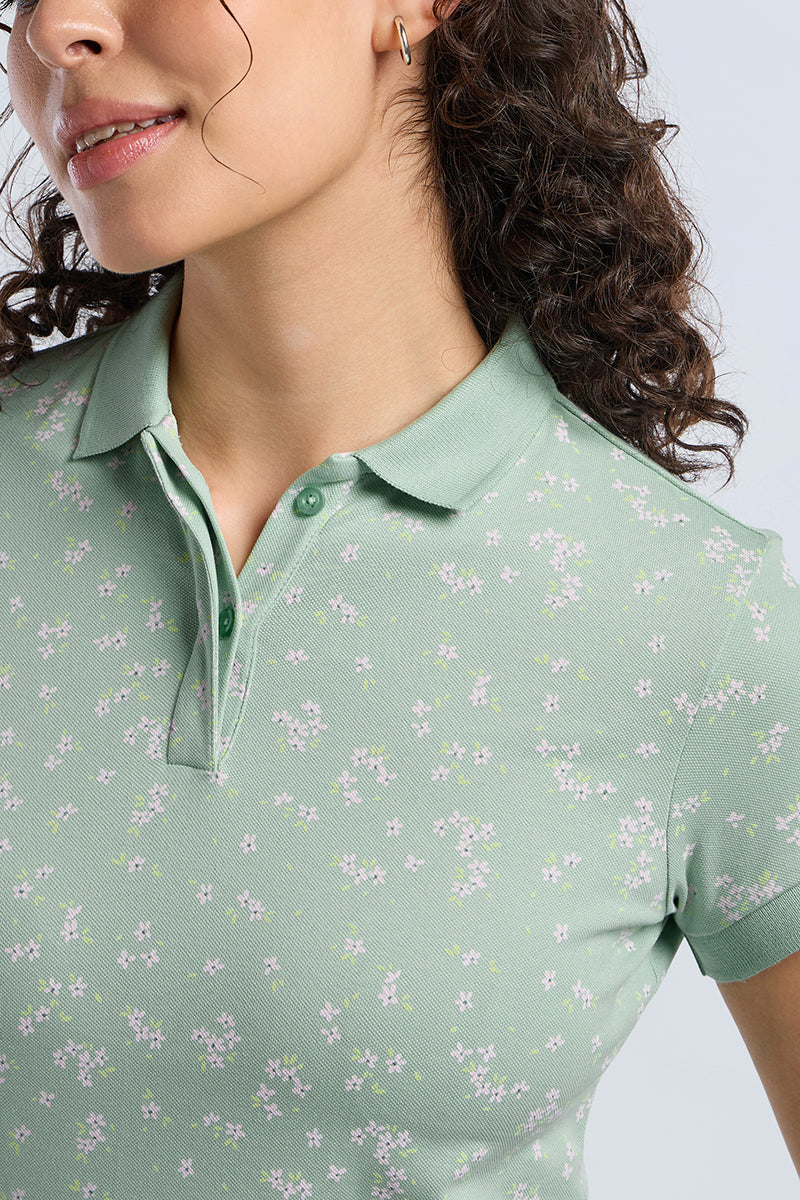ELEMENTS CLASSIC POLO - Aqua Florals Print - Image 5 of 7