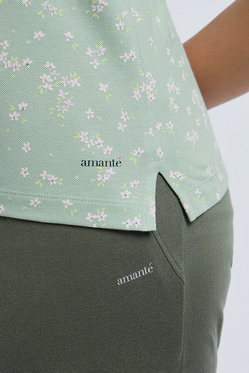 ELEMENTS CLASSIC POLO - Aqua Florals Print