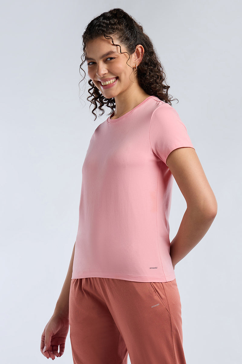 ESSENTIAL CREW NECK TEE - Pink Dolphin