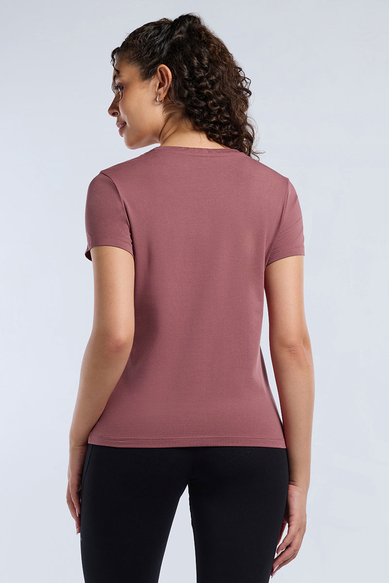 ESSENTIAL V NECK TEE - Deco Rose - Image 2 of 7