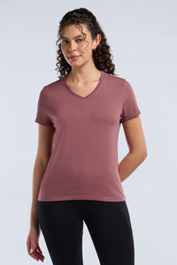 ESSENTIAL V NECK TEE - Deco Rose thumbnail 1