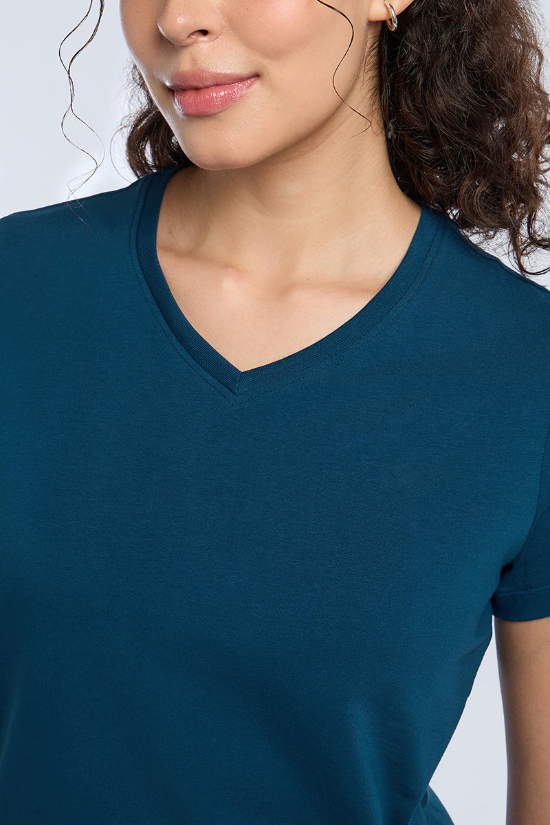 ESSENTIAL V NECK TEE - Sailor Blue