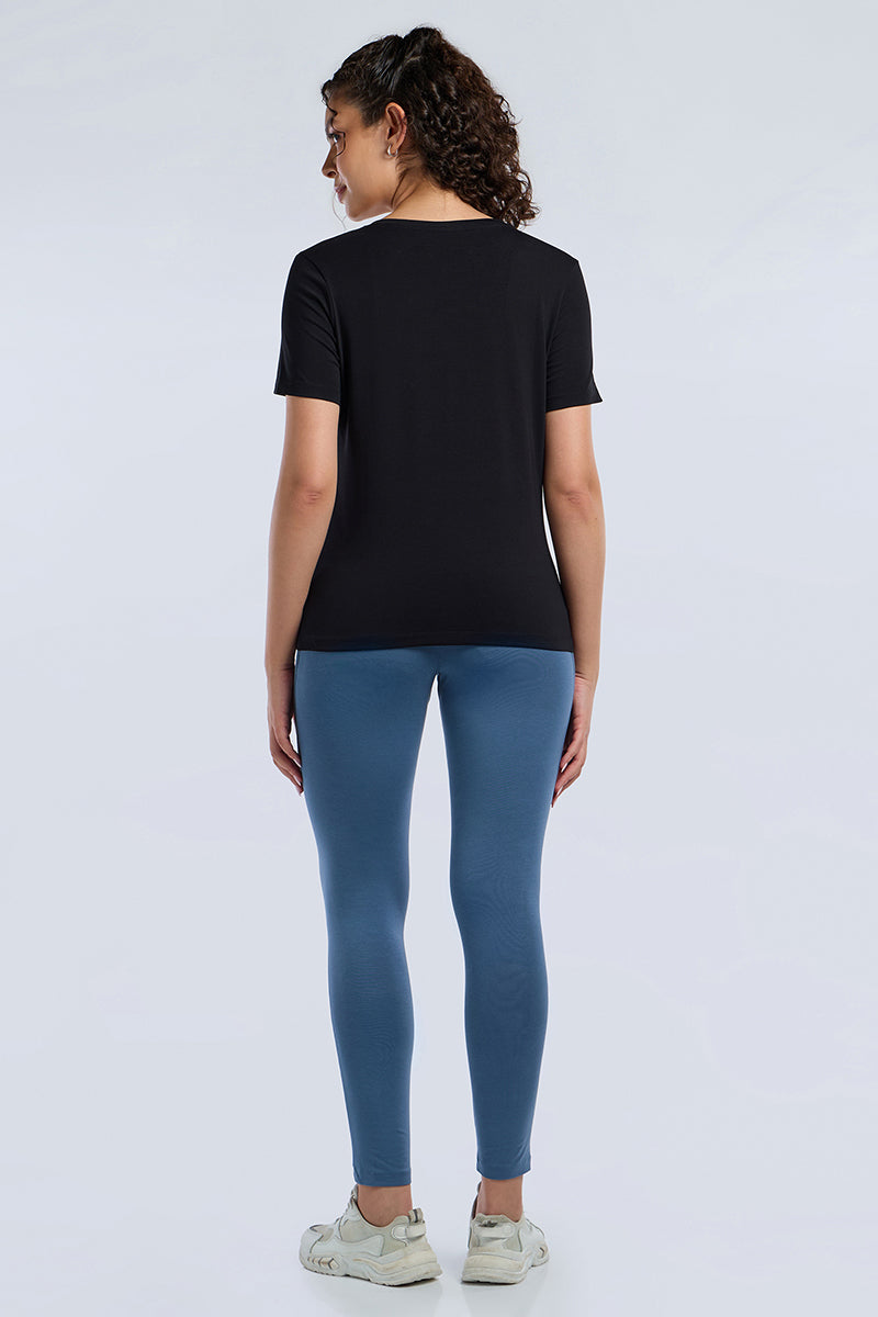 ESSENTIAL V-NECK PRINTED TEE - Black Base - Image 1 of 7
