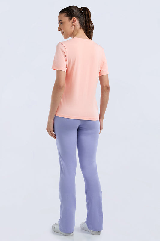 ESSENTIAL V-NECK PRINTED TEE - Gossamer Pink Base