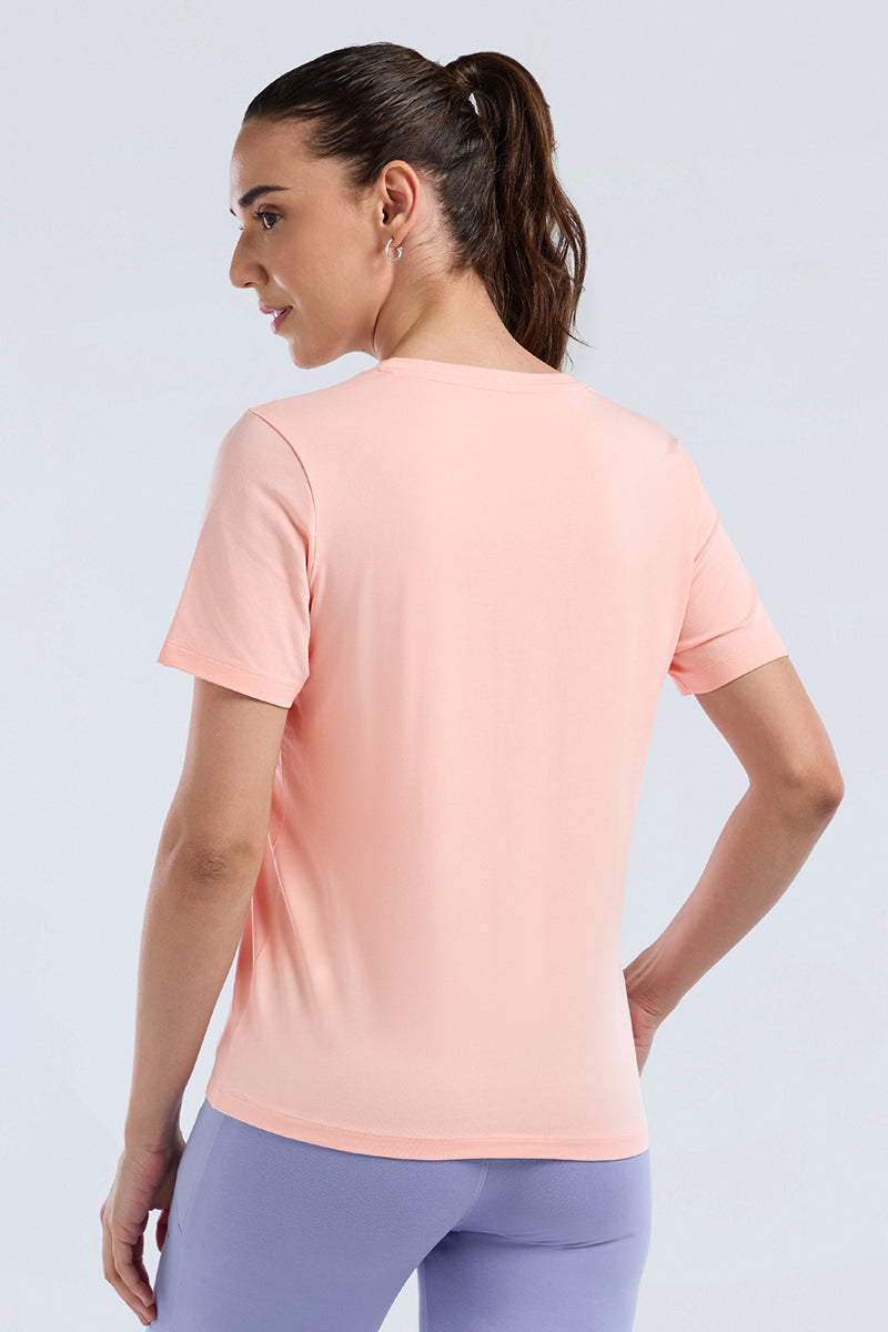 ESSENTIAL V-NECK PRINTED TEE - Gossamer Pink Base - Image 2 of 7