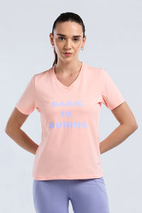 ESSENTIAL V-NECK PRINTED TEE - Gossamer Pink Base thumbnail 1