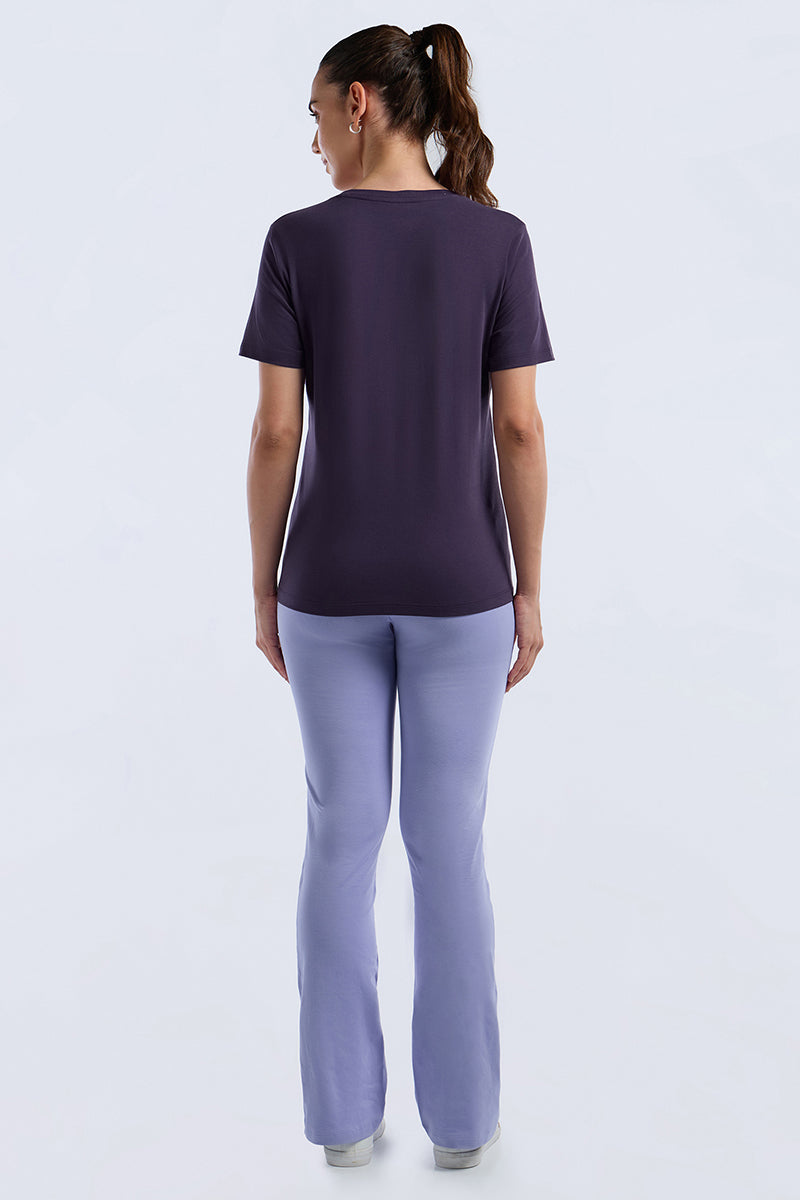 ESSENTIAL V-NECK PRINTED TEE - Purple Velvet Base - Image 1 of 7