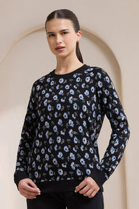 Terry Chic Sweatshirt - Blue Floral Print - color option