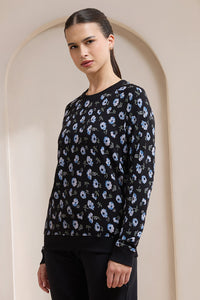 Terry Chic Sweatshirt - Blue Floral Print thumbnail 3