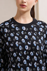 Terry Chic Sweatshirt - Blue Floral Print thumbnail 4