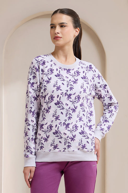 Terry Chic Sweatshirt - Haze Floral Print