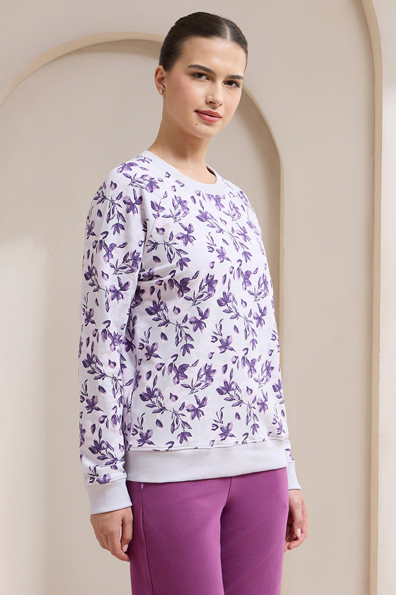 Terry Chic Sweatshirt - Haze Floral Print