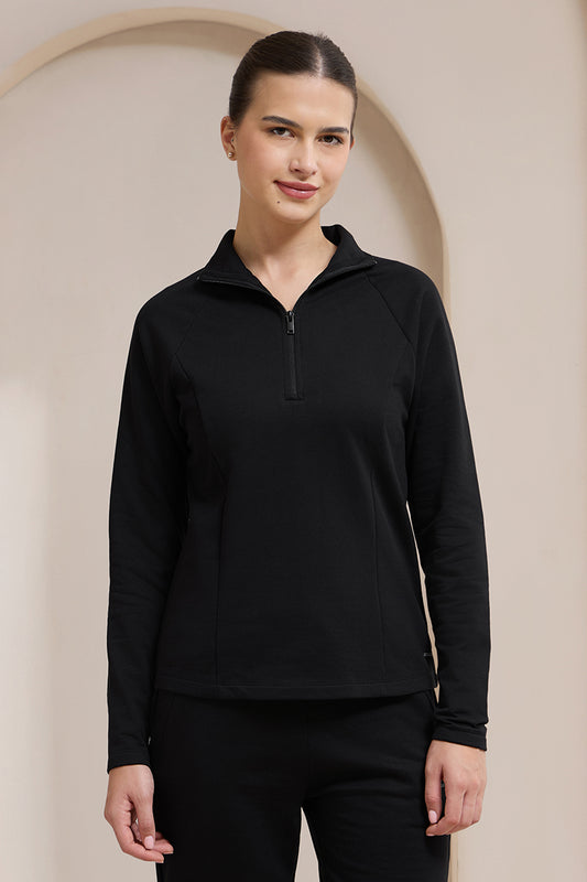 WinterEase Zipper T-Shirt - Black