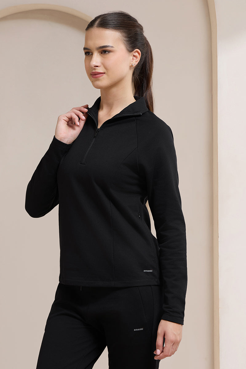 WinterEase Zipper T-Shirt - Black