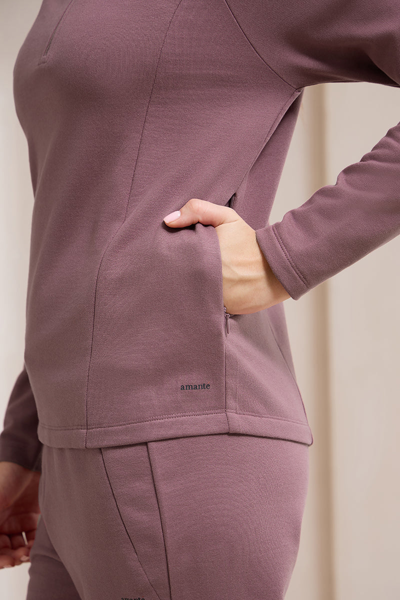 WinterEase Zipper T-Shirt - Renessaince Rose