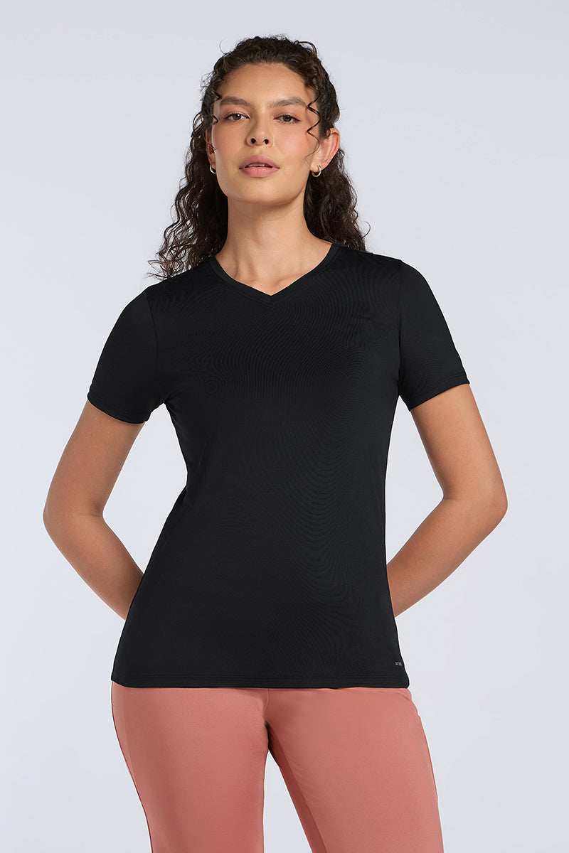 Energize Active V Neck Tee - Black