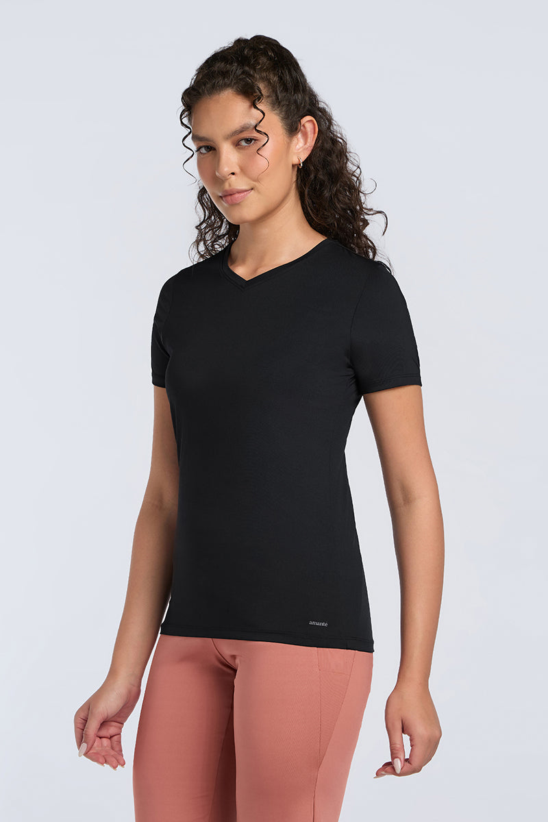 Energize Active V Neck Tee - Black - Image 3 of 7