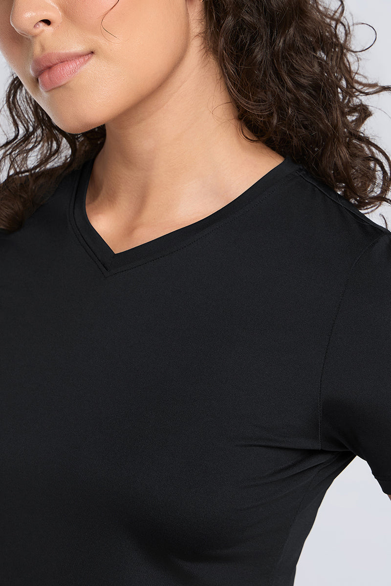 Energize Active V Neck Tee - Black