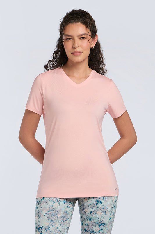 Energize Active V Neck Tee - English Rose