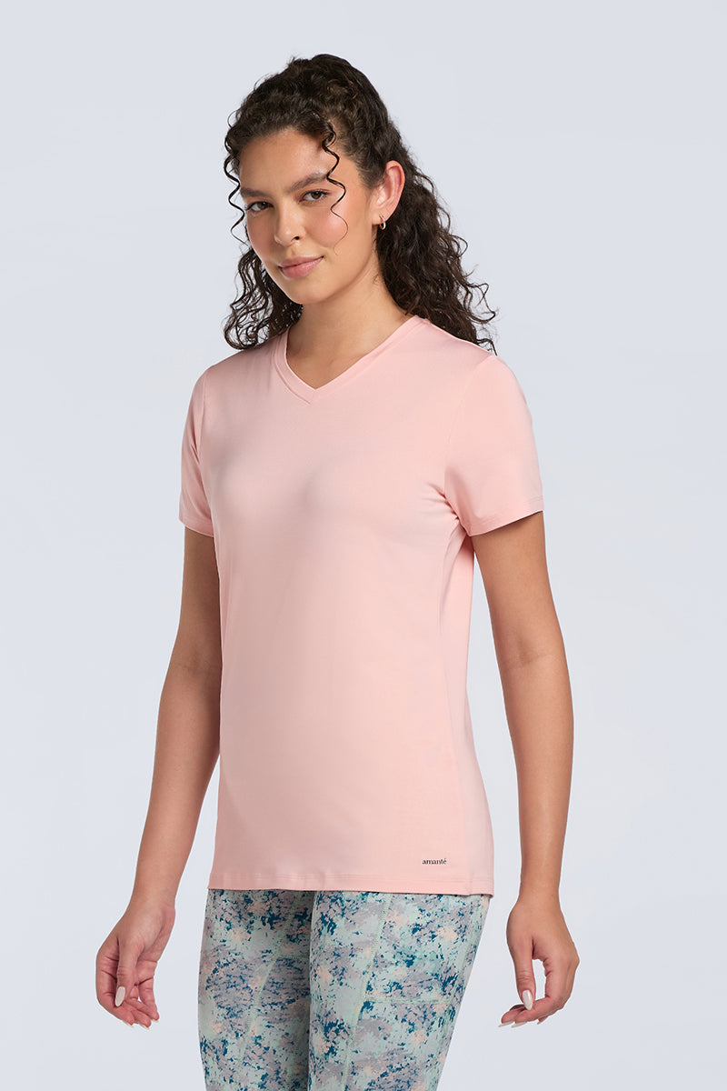 Energize Active V Neck Tee - English Rose - Image 3 of 7