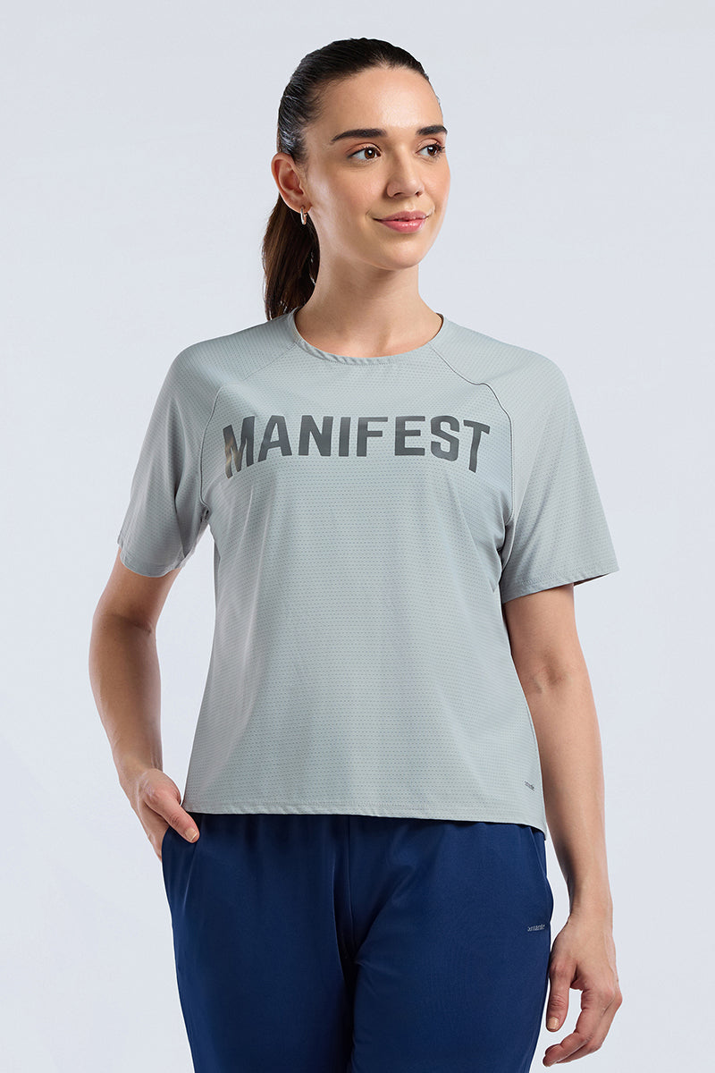 Full mesh workout tee - Light Grey Base - Image 1 of 7