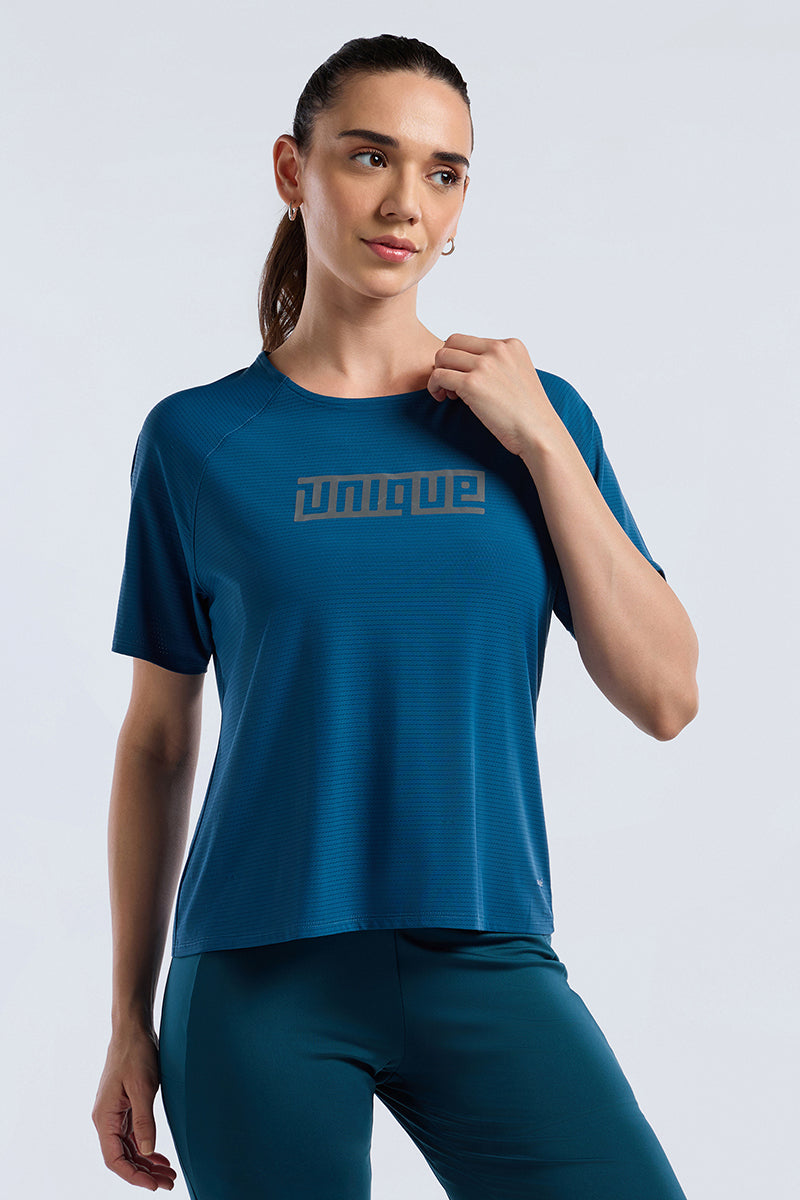 Full mesh workout tee - Teal Base