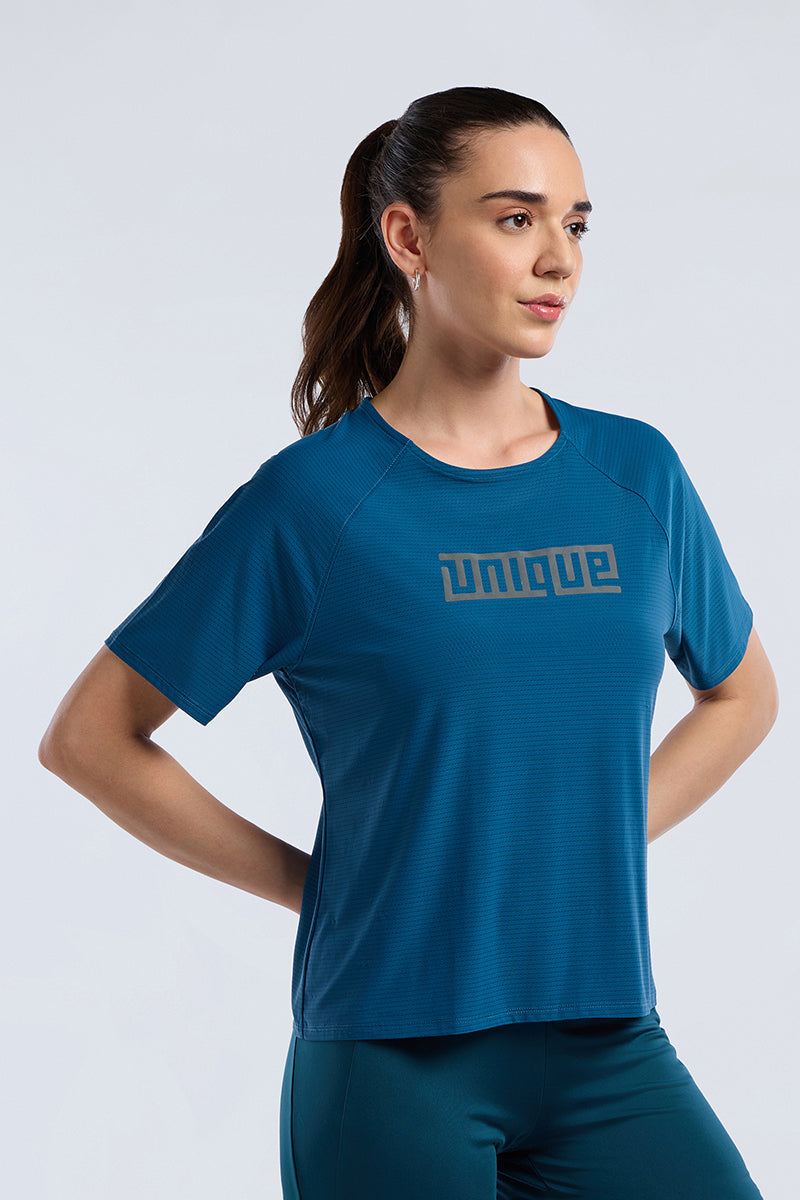 Full mesh workout tee - Teal Base