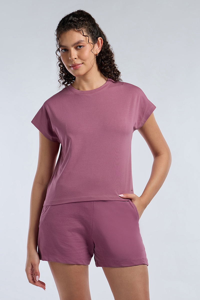 ESSENTIAL CROP TEE - Mellow Mauve