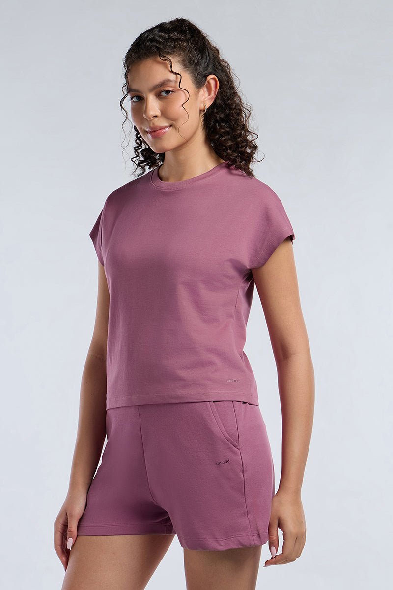 ESSENTIAL CROP TEE - Mellow Mauve - Image 3 of 7