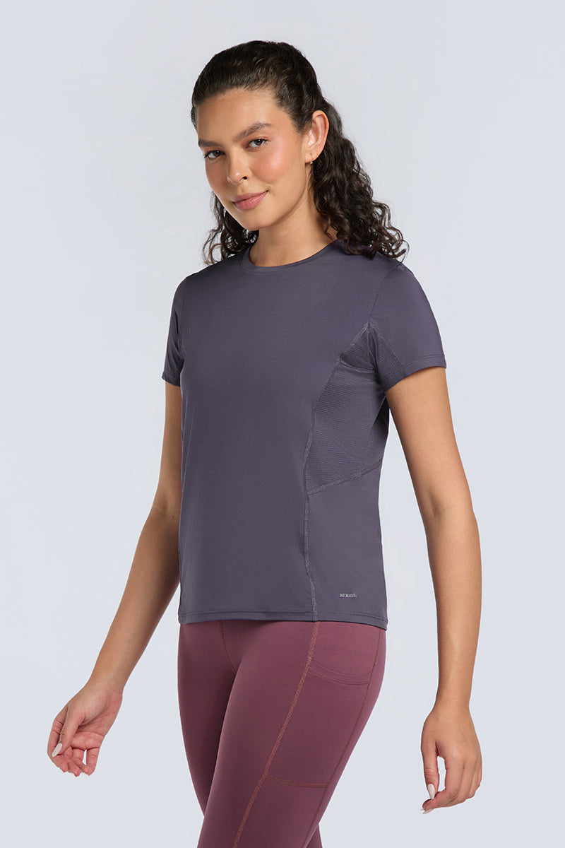 FLAUNT WORKOUT TEE - Purple Velvet