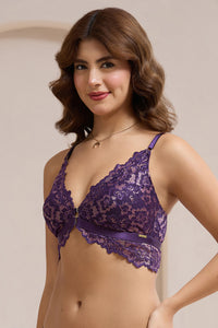 Femme Lace Padded Non-Wired Demi Bra - Blackberry Cordial thumbnail 3