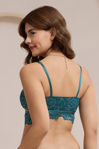 Femme Lace Padded Non-Wired Demi Bra - Green Heron thumbnail 2