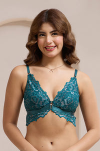 Femme Lace Padded Non-Wired Demi Bra - Green Heron - color option