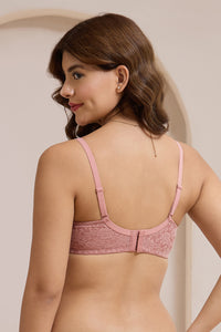 Floral Romance Padded Non-Wired Lace Bra - Ash Rose thumbnail 2