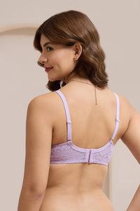 Floral Romance Padded Non-Wired Lace Bra - Lavender Mist thumbnail 2