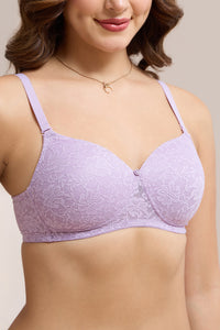Floral Romance Padded Non-Wired Lace Bra - Lavender Mist thumbnail 4