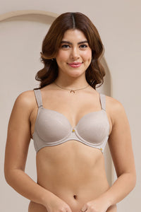 Floral Enchante Padded Wired Bra - Mushroom thumbnail 1