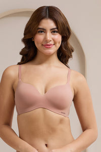 Bared Breezy Padded Non-Wired Bra - Cameo Brown - color option