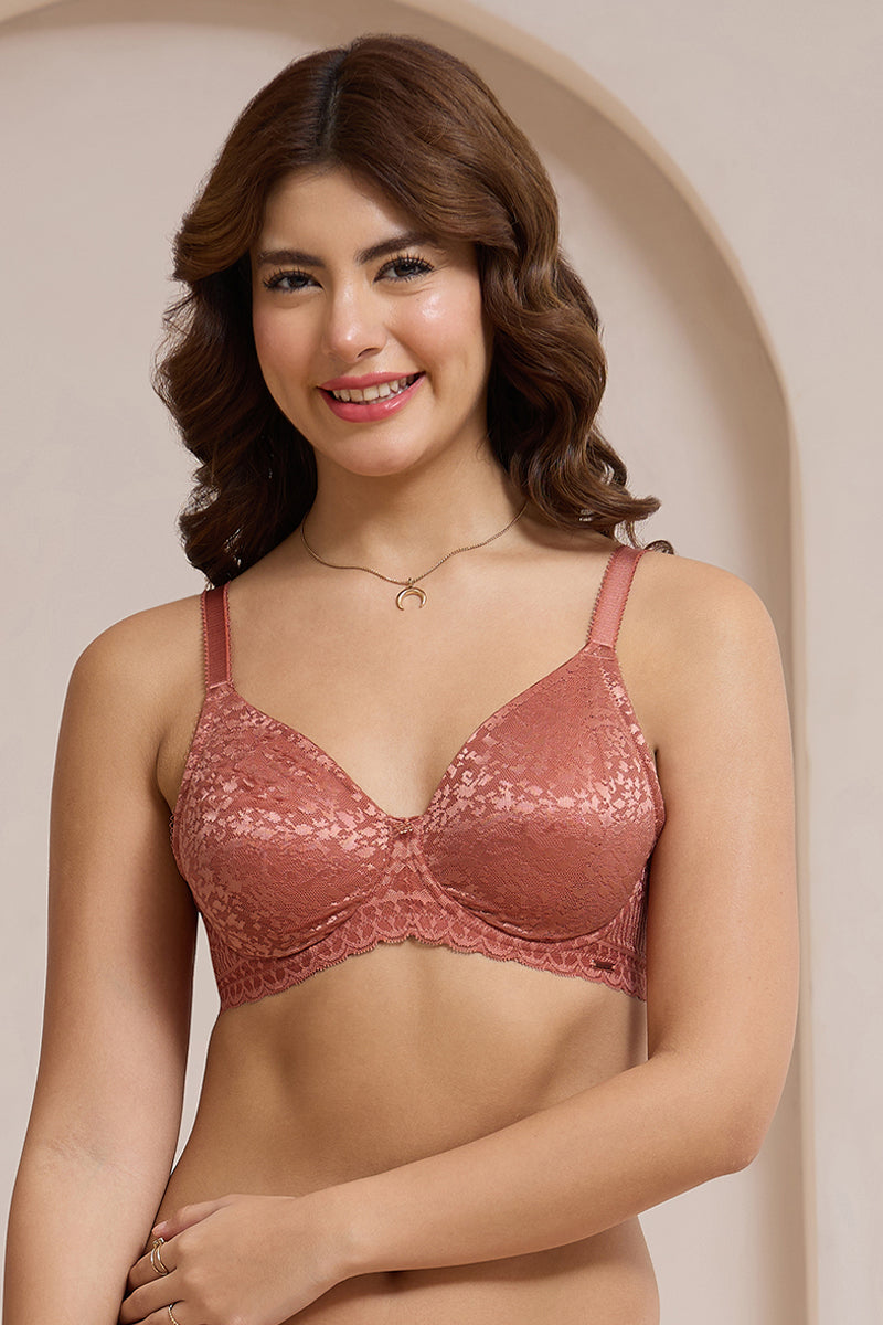 Allure Lace Non-Padded Wired Bra - Etruscan Red - Image 1 of 6