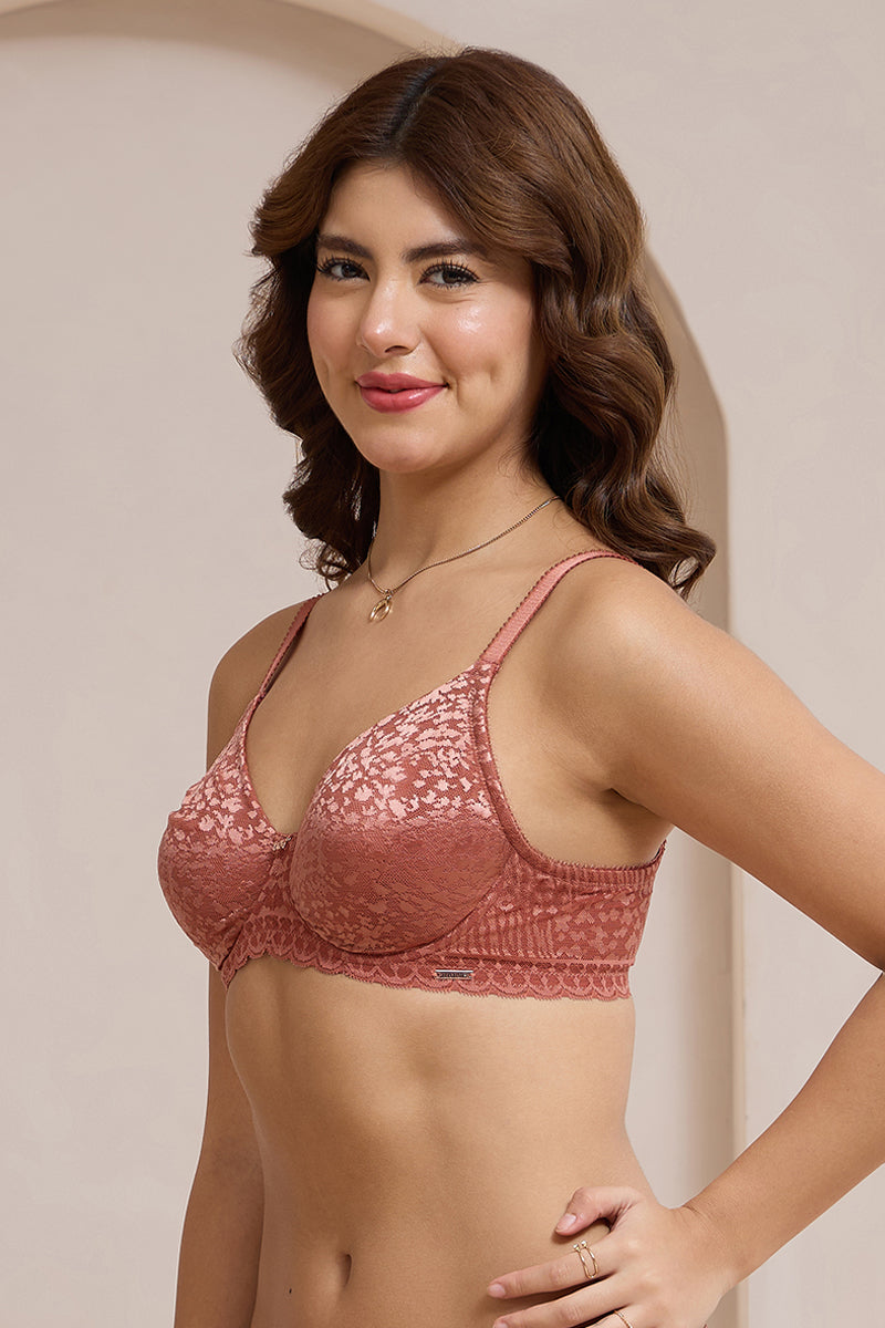 Allure Lace Non-Padded Wired Bra - Etruscan Red