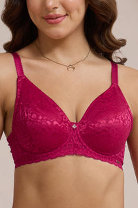 Allure Lace Non-Padded Wired Bra - Persian Red thumbnail 4