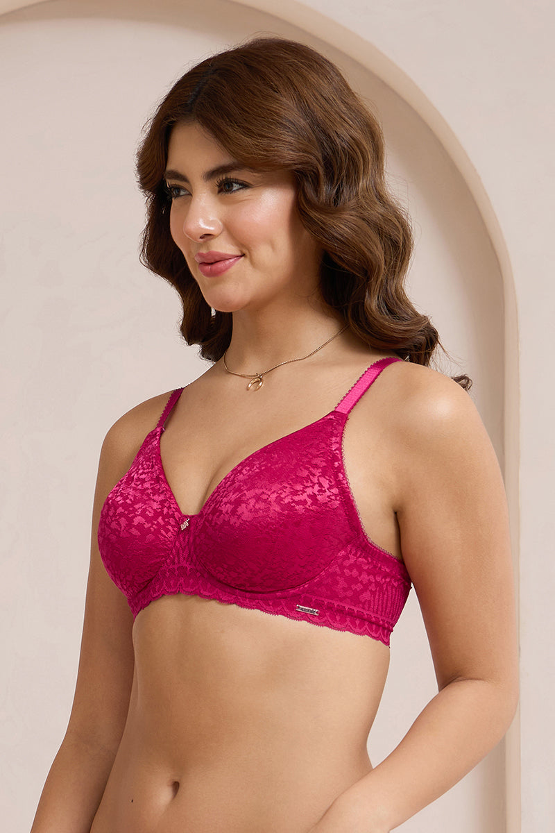 Allure Lace Non-Padded Wired Bra - Persian Red