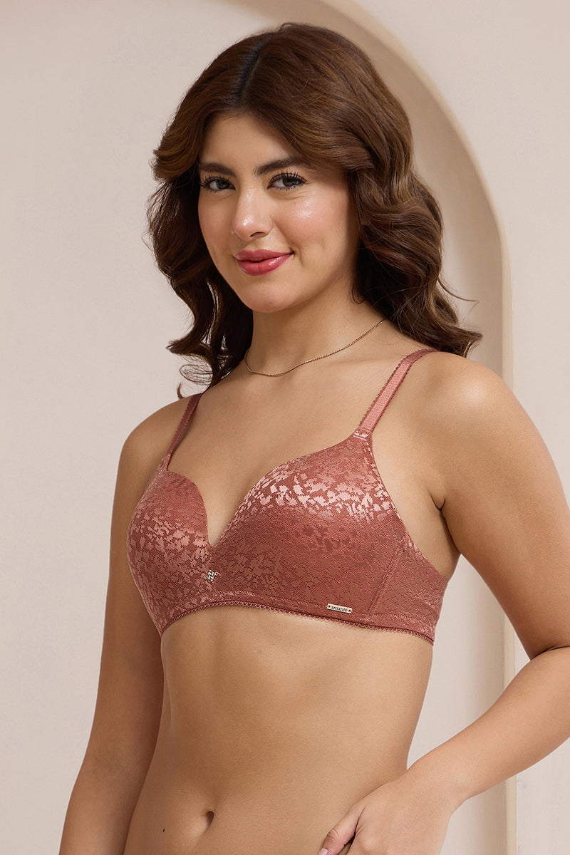 Allure Plunge Padded Non-Wired Bra - Etruscan Red